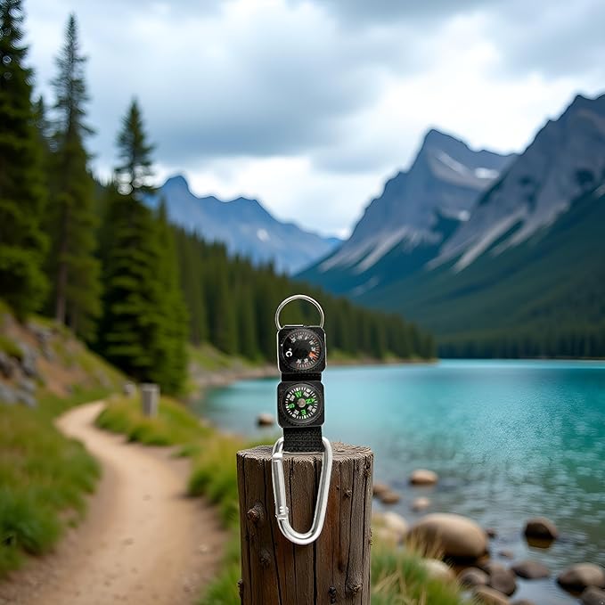 Black Carabiner Key Chain Compass Thermometer Metal Camping Outdoor Gadgets Hiking Survival to Multifunctional O0R8 Mountaineering,Electronics and Gadgets,Compasses