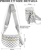 Black and White Checkered Crossbody Bag Bum Bag for Women,Spacious Checkered Purse Fanny Packs Belt Bag