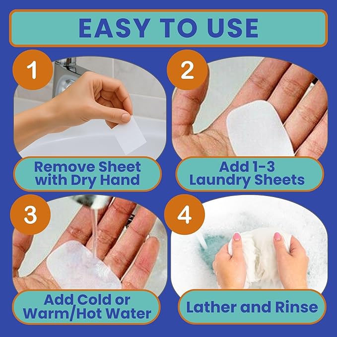 Travel Laundry Detergent Sheets Gift Set – Laundry Detergent Sheets 50-Count + Universal Sink Stopper, Lightweight Travel Clothesline and Strong Portable Clothesline for Hotels, Cruises & Camping