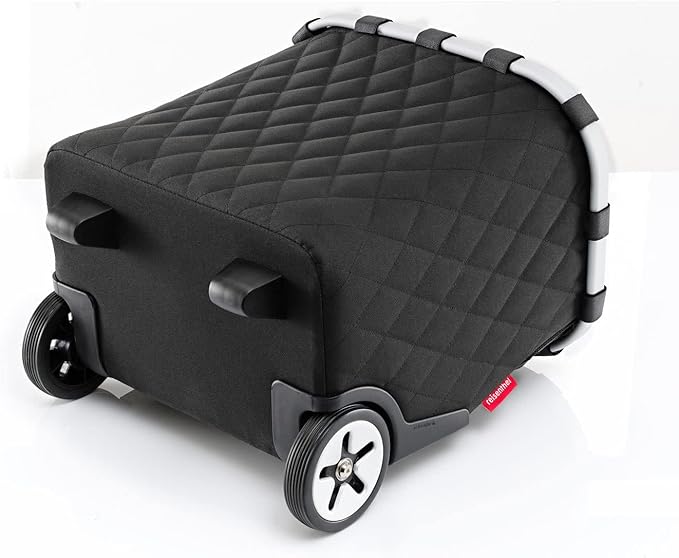 reisenthel carrycruiser Rhombus Black – Portable Shopping Trolley with Sturdy Aluminum Frame, Shoulder Strap and Removable mesh Inner Bag - Made of Water-Repellent Material.