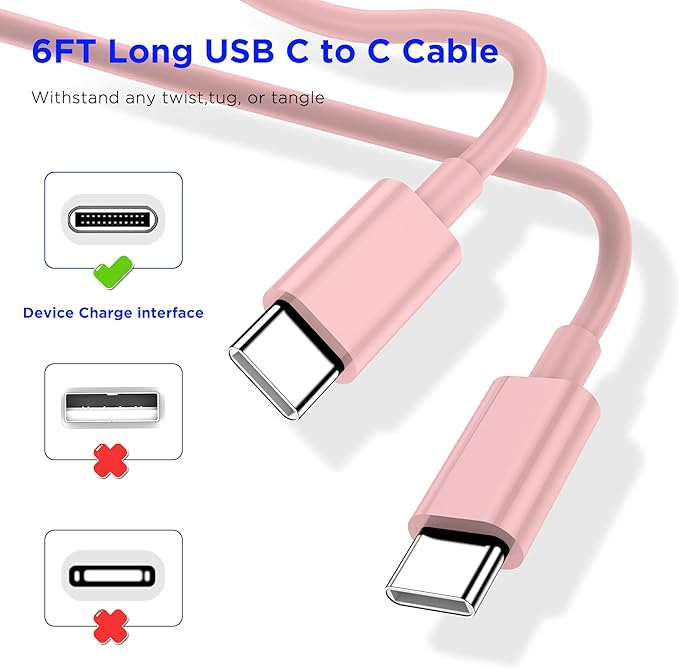 iPhone 17 16 15 Charger Fast Charging,2Pack 20W Apple iPad USB C Wall Chrager Block with 6FT USB C to C Cable for iPhone 17/Pro/Pro Max/17 Air/ 16/16 Pro/16 Pro Max/15/Plus/Pro/Pro Max (Pink)