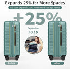 6 Piece Luggage Sets with Bags, Lightweight Expandable Checked Luggage Sets, Hardshell ABS Spinner Wheels Carry on Suitcase with TSA Lock, for Travel, Women Men (Aqua Blue, 18/20/24/28inch+2bags)