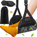 CushZone Foot Hammock Airplane Foot Rest for Train, Length Adjustable Travel Essentials with Eye Mask and Earplugs, Desk Foot Rest, Flight Essentials Airplane Foot Hammock (1 Set)