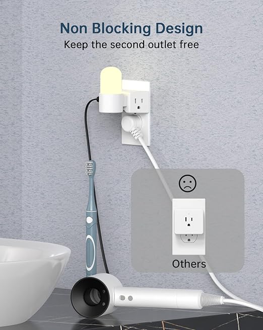 BEONDON Small Angled Outlet Extender, 3 Way Outlet Splitter Plug for Bathroom Kitchen and Other Tight Spaces, White, 1 Pack