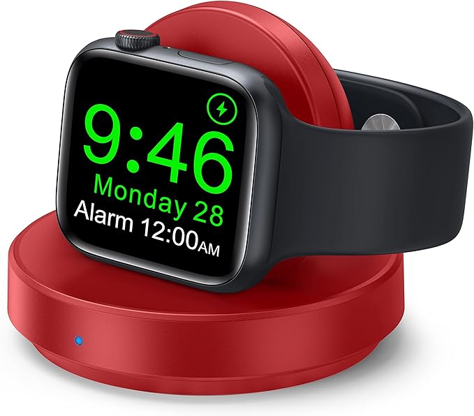 2026 Upgraded for Apple Watch Charger Magnetic Fast Charging Dock,Portable Wireless Charging Stand Compatible with iWatch Series Ultra/SE/11/10/9/8/7/6/5/4/3/2 Support Nightstand Mode-Red