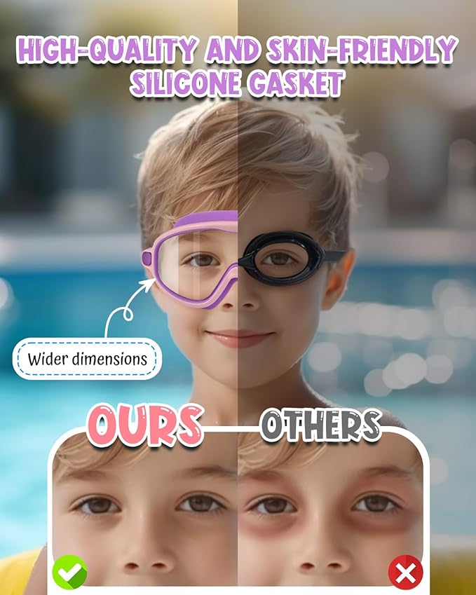 Swim Goggles 2 Pack, Wide View Anti Fog&UV Swimming Goggles for Audlt, No Leak Pool Beach Essentials for Men Women