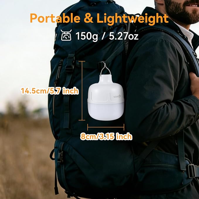 VAVOFO 2PCS 20W LED Camping Lantern Rechargeable, 1200LM Camping Light , 3000mAh Portable Tent Light , IP65 Waterproof Flashlight Lanterns for Emergencies ,Power Outages,Hurricane (White)