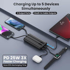 Ekrist Upgraded Portable Charger 40800mAh Power Bank - Portable Battery with 2 Built in Cables,PD 25W USB C Fast Charging Battery Pack Compatible with iPhone 17 16 15 14 13 Android Phone etc-Black