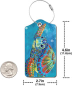 2 Pack Luggage Tag for Suitcase, Cute Unique Leather Bag Tags Identifiers Privacy Cover ID Label with Durable Steel Loop for Women Men Kids Girls Travel，TurtleA