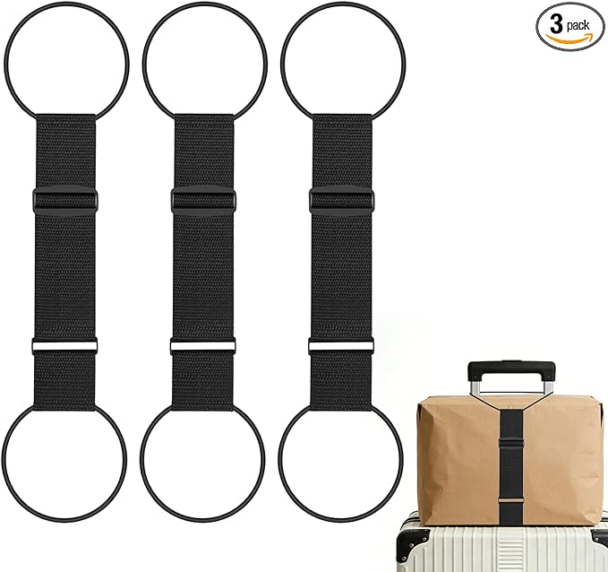 3PCS Luggage Straps,Adjustable Luggage Connector Straps with Heavy-Duty Elastic Belt to Connect Two Suitcases,Add a Bag Luggage Belt,Luggage Accessories for Travel for Securing Carry-On&Bag Essentials