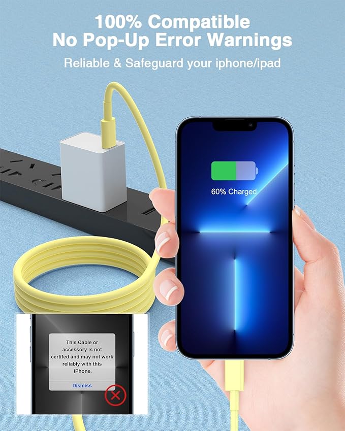 Susnwere USB C to Lightning Cable (2pack 6ft), Apple MFi Certified iPhone Fast Charger 2m, Power Delivery Original Type C Charging Cord for Apple iPhone 13/12/11 Pro/11/XS MAX/XR/8/7/6s Plus,iPad