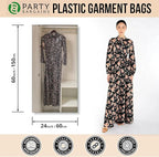 PARTY BARGAINS 60 x 24 Inch Disposable Clear Garment Bags, 50 Pack – Heavy-Duty Plastic Clothes Covers for Suits Dresses Coats, Closet & Travel