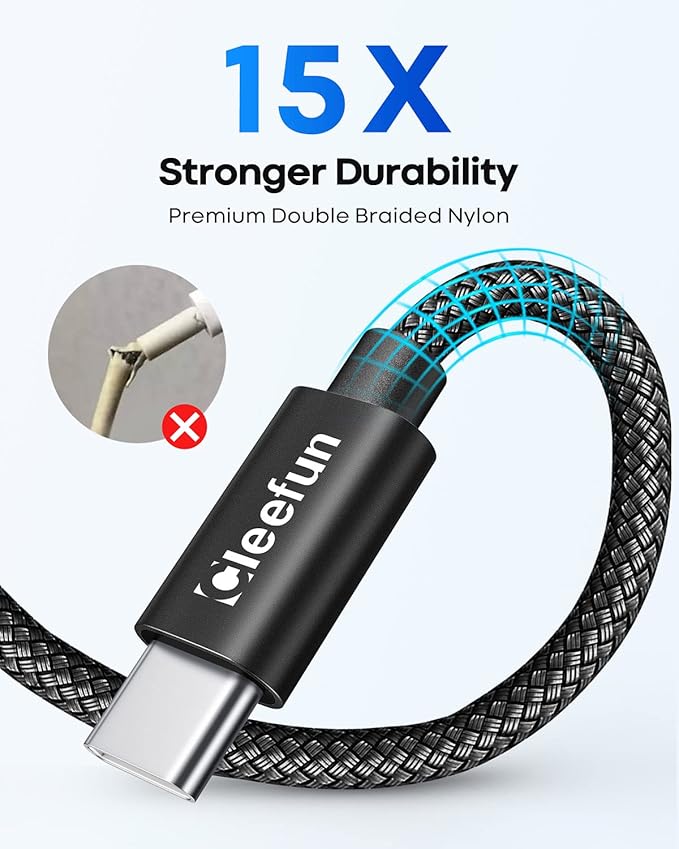 CLEEFUN USB C Cable 3ft, 5-Pack USB A to Type C Charger Cord Fast Charging for iPhone 17 16 15 Pro Max Air Plus, for Samsung Galaxy S25 S24 S23 S22 S21 S20 S10 A17 A16 A15 A56 A55 A26 A35 A36 A71