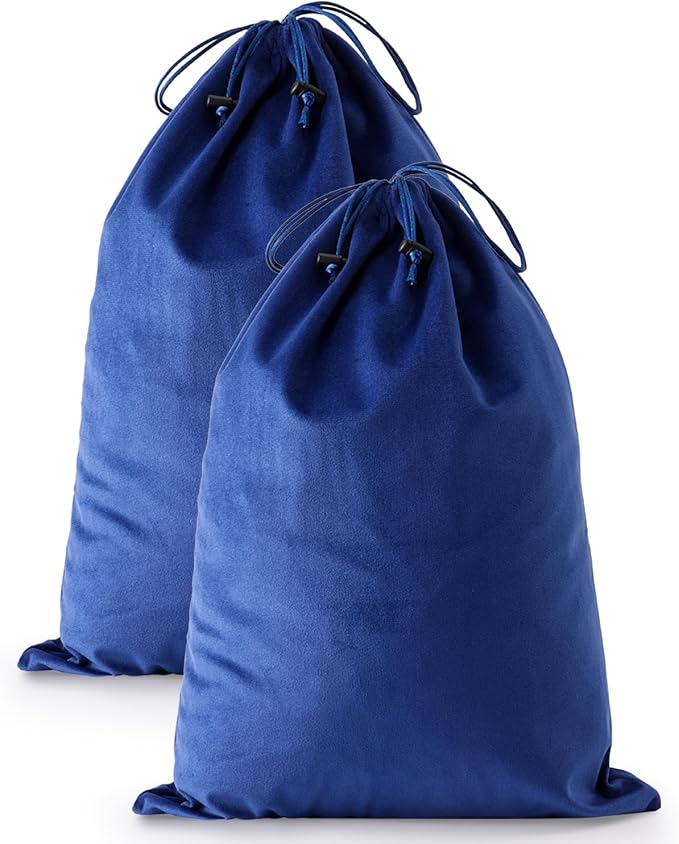 FantasyLife Shoe Bags for Travel, Washable Dust Bags for Storage & Packing, Flannel Shoe Pouch with Drawstring Closure for Purses, Handbags, Shoes & Toys (2, Palace Blue, 17.3"x12.6")