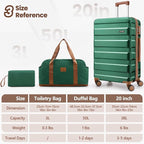 Hoteel Luggage Sets 3 Piece, 4-Year Warranty, Carry-On Luggage with Dual-Spinner Wheels, ABS Hard Shell Suitcase with TSA Locks, 20 Inch Lightweight Luggages for Travel, Green(20IN/DB/TB)