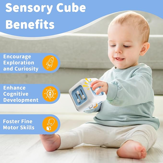 SOCBTNSO Busy Cube Toy for 1 Year Old, Montessori for 1+ Year Old, Travel Toys for Toddlers 1-3, Learning Fine Motor Skills| Birthday Gifts for 12 Months
