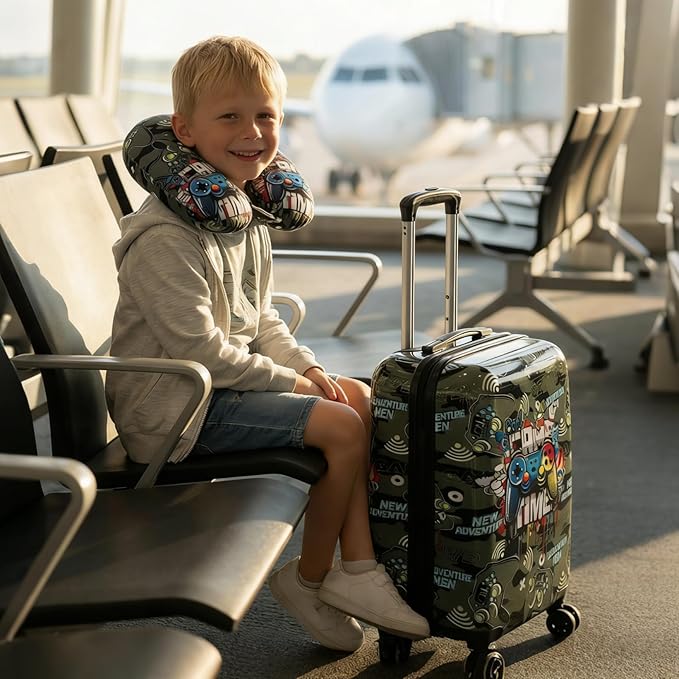Rosamo Kid’s Luggage Set 6 Piece Suitcase Set 16" Hardside Luggage with Spinner Wheels Girls Boys Carry on Luggage Travel Rolling Luggage Airline Approved (Joystick)
