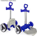 Rolling Backpack Cart for Travel, Commuting & Daily Use, Foldable Aluminum Trolley with Adjustable Handle, Lightweight All-Terrain Backpack Carrier – Royal Blue, Quiet Large Wheels