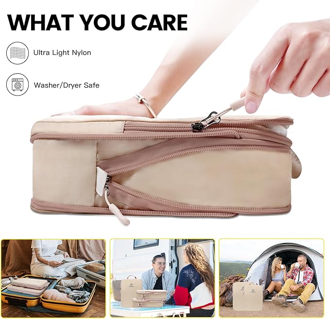 PFEYRPK Lightweight Compression Packing Cubes for Suitcases, Compressible Expandable Travel Packing Organizer with Clear Toiletries and Backpack Bag, Travel Essentials for Carry on Luggage 7 Set
