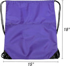 Drawstring Backpack Sports Water Resistant String Bag Sport Gym Sackpack for Women Men Large with Zipper, Purple