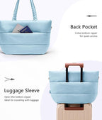 Puffer Tote Bag for Women, Lightweight Puffy Tote with Compartments, Shoulder Bag Crossbody Bags for Women Travel, Work, Gym