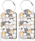 2Pack Luggage Tags for Suitcases, Cute Unique Pu Leather Cruise Luggage Tag with Privacy Cover ID Label Address Card and Metal Ring Suitable for Women Men Kids Travel Bag Cute Cat