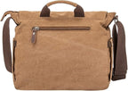 Vintage Genuine Leather Waxed Canvas Briefcase Large Satchel Shoulder Bag Rugged Computer 15.6" Laptop Bag