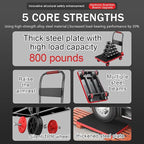 Foldable Luggage Trolley with Handle Silent TPR Wheels Heavy-Duty Design Portable Cart with Bumper Strips for Easy Loading & Storage (48x72x82cm)
