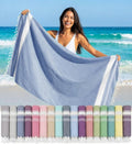 LANE LINEN Turkish Beach Towels, Extra Large Beach Towel, Pre-Washed for Soft Feel, Oversized Sand Free Quick-Dry Pool Towel, Beach Towels for Adults,39" x71" - Forever Blue
