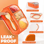 EASYFUN Bento Box Adult, Lunch Box, 4-Compartment Lunch Containers, Drop-Proof, Dishwasher Safe & Made with BPA-Free Materials (Orange)