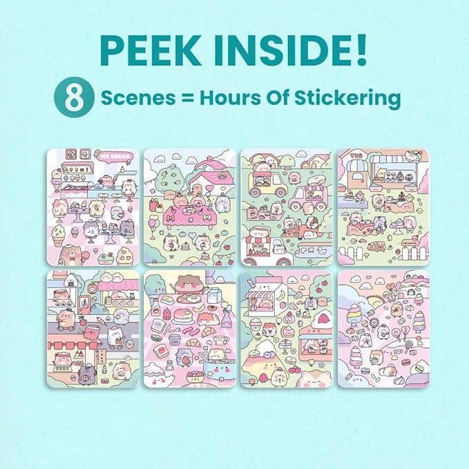 Hamster 300+ Sticker Book by Cupkin Cute Coloring & Sticker Activity Book, Road Trip Essentials, 8 Stickers Scenes, Children's Crafts Toddlers for Ages 2–8 Years, Toddler Airplane Travel Essentials