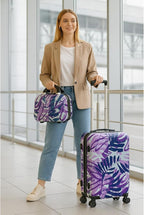 World Traveler VentureX Airline Approved 2-Piece Carry-On Luggage Set – Lightweight Hardside Polycarbonate Suitcase with Spinner Wheels - Tropical Leaves