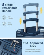 LARVENDER Carry on Luggage 22x14x9 Airline Approved, 20 Inch Expandable Hardside Suitcase with Wheels TSA Lock, PC+ABS Lightweight Carry on Suitcases for Women and Men, Dark Blue