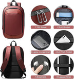 hk Business Backpack for Men 17 Inch,Slim & Expandable Waterproof Travel Laptop Backpack with USB Charger Port (Red)
