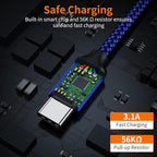 USB Type C Cable,USB A to USB C 3A Fast Charging (3.3ft 2-Pack) Braided Charge Cord Compatible with iPhone 15 16 Pro Max,Samsung Galaxy S20 S10 S9 S8,Note 9 8,A11 A20 A51,LG V30 V35,Moto Z2 Z3 (Blue)