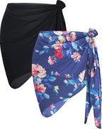 CHICGAL 2 Pieces Women Beach Sarong Bathing Suit Wrap Skirt Sheer Bikini Swimsuit Cover Ups for Swimwear