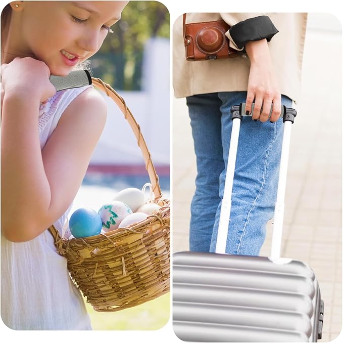 2 Pack Luggage Handle Wraps for Suitcase Bright Color Luggage Handle Covers Suitcase Tags identifiers Travel Accessories for Airplane/Flying (Grey)
