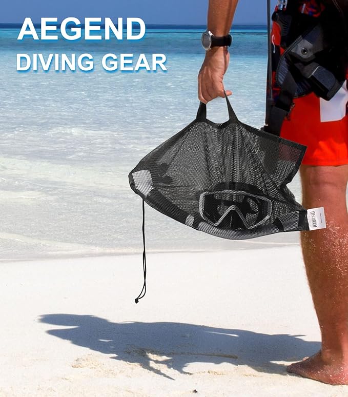 Aegend Snorkeling Gear for Adults Youth Kids, Snorkel Mask with Top Dry Valve - Panoramic View Anti-Leak and Anti-Fog with Mesh Bag for Snorkeling, Scuba Diving, Freediving & Swimming