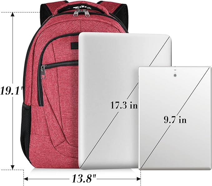 BIKROD Unisex Rose Laptop Backpack, Suitable for College Students, 17-inch Laptop Compartment, Spacious Interior, USB Charging Port, Anti-Theft Design, Comfortable Back Panel