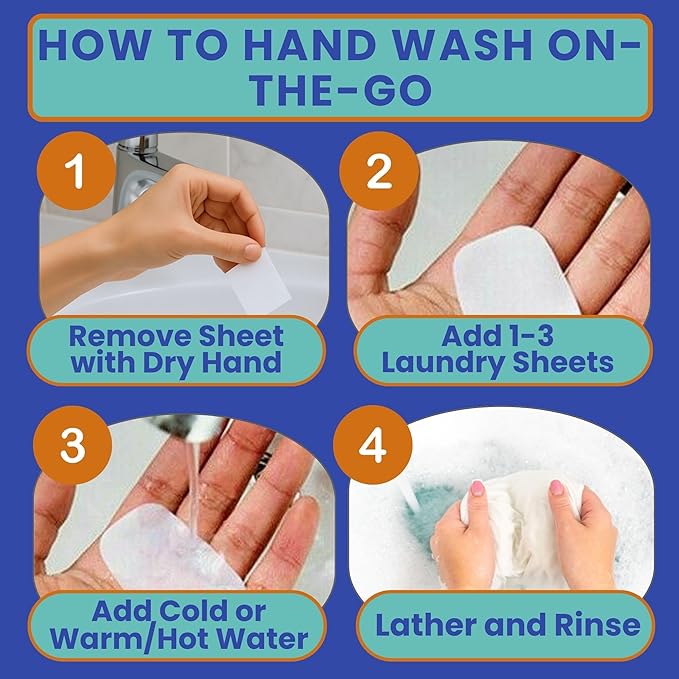 Travel Laundry Detergent Sheets Bundle – 50 Count Hand Wash + 20 Count Machine Wash Laundry Detergent Sheets for Sink Washing in Hotels, Cruises, Camping & Backpacking