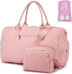Duffle Bag for Travel, Weekender Bag with Shoe Compartment, Carry On Overnight Bag for Women with Toiletry Bag, Gym Bag with Wet Pocket, Hospital Bags for Labor and Delivery Beige