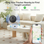 GPS Tracker, Mini GPS Tracker for Vehicles Hidden Portable GPS Tracker for Cars Splashproof Available for iOS Find My (iOS Only), No Monthly Fee Subscription No SIM Card Required - Black