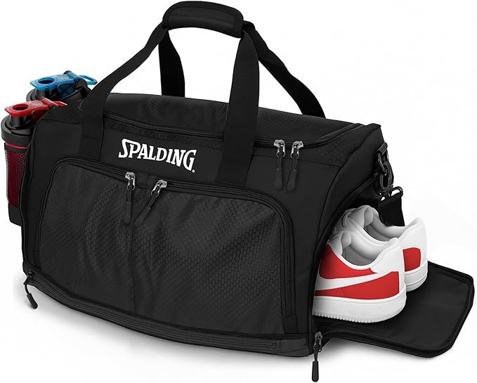 Spalding Gym Bag for Men & Women Duffle Bag with Wet & Shoe Compartment - 55L Capacity Large Workout Bags for Travel, Sports