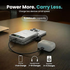 5K Magnetic Power Bank, Silver, Qi2 Certified 15W Wireless Charger, LCD Display, Ultra-Slim Solid-State Battery Pack for iPhone 17/16, Lightweight Travel, Everyday Use USB-C Portable Charger