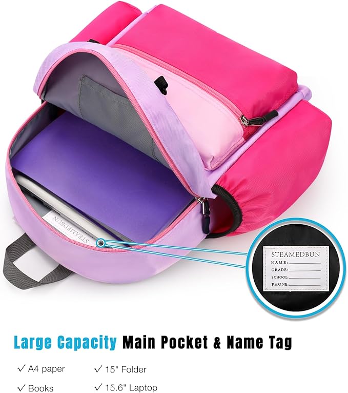 STEAMEDBUN Kids Backpack for Girls 6-8: Toddler Backpack for Preschool Kindergarten - Girls Backpacks for Elementary 4-6