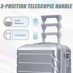Kids Luggage Sets for Girls, 2 Piece Luggage Set, 20 Inch Rotating Wheel Suitcase with 14 Inch Cosmetic Case, Lightweight Hardshell Suitcase with 360° Spinner Wheels for Travel (Silver)