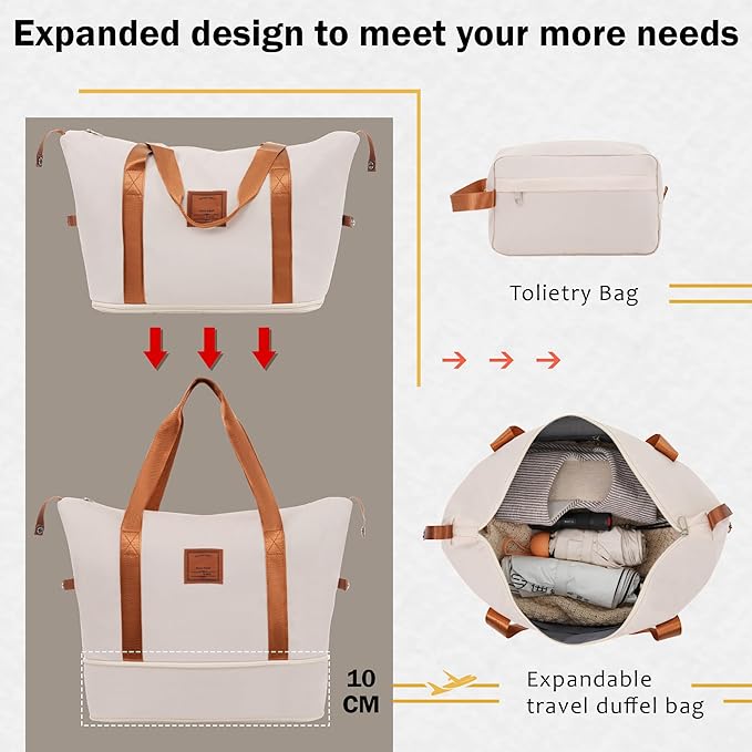 2 Piece Luggage Sets with Bags, Lightweight ExpanableCarry on Luggage Sets, Hardshell ABS Spinner Wheels Suitcase with TSALock,for Women Men, 20 IN & 24 IN, Khaki+Brown