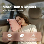 Travel Blanket, Soft 2-in-1 Airplane Blanket, 65x40 Inches, Travel Blanket Airplane Compact with Bag, Car Blanket with Luggage Sleeve & Backpack Clip (Peachy Pink)