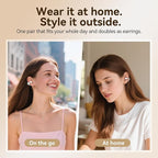 Kinglucky Jewelry-Inspired Clip-On Earbuds with Diamond Earrings, Comfortable Fit & 40H Playtime Open Ear Bluetooth 5.4 Wireless Headphones for Women, Small Ears, Sports & Workouts (White)
