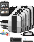 10 Set Compression Packing Cubes for Travel Essentials,Compressible Expandable Packing Cubes for Suitcase,OlarHike Luggage Organizer Bags for Travel,Handy Helper for Organizing Clothes(Black)